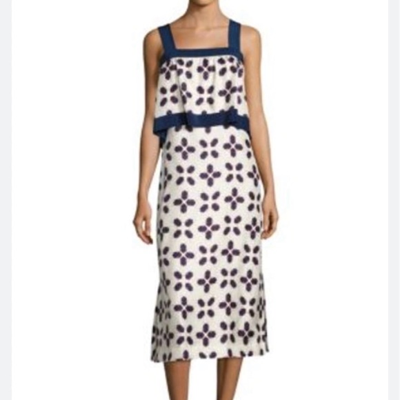 TORY BURCH Avila Sleeveless Silk Popover Dress In Beetle Bug Size 12